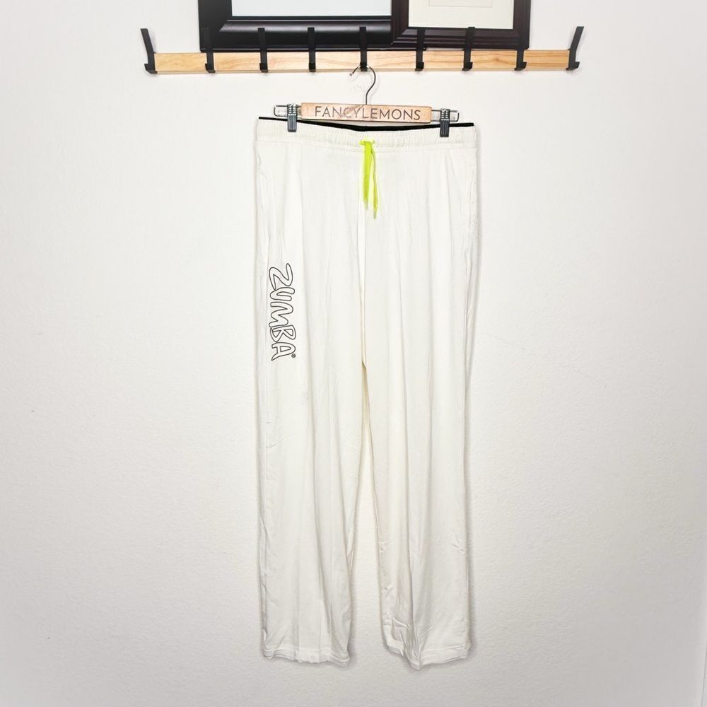 Zumba Let's Rock-It Sweatpants White Unisex Dance Fitness Activewear Size M